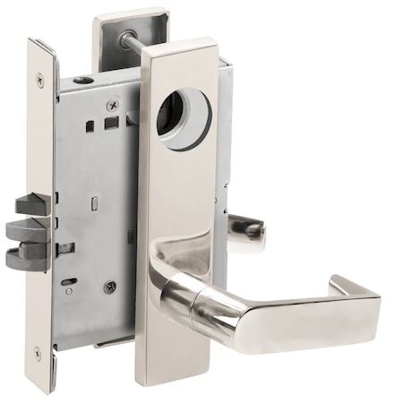 Schlage Grade 1 Entrance Office Mortise Lock, Less Cylinder, 06 Lever, L Escutcheon, Bright Chrome Finish, F L9050L 06L 625
